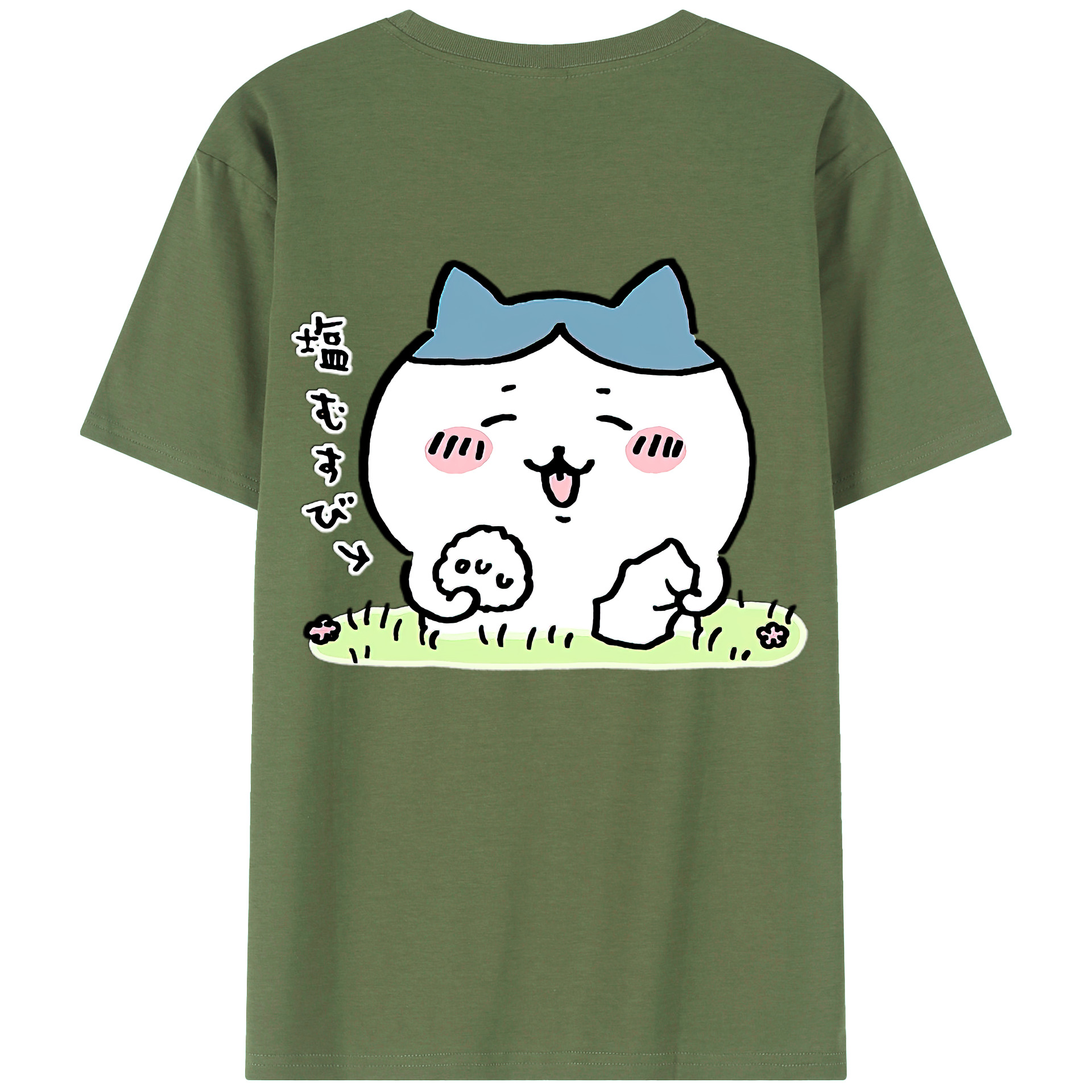 （画像用） ちいかわ ハチワレ Chii-kawa hachiware 綿100％ メンズ半袖Tシャツ（バックプリント） 通気性
